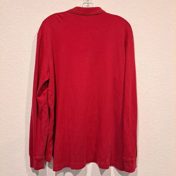 Polo Ralph Lauren Blue Label Retro 100% Cotton Long Sleeve Polo Shirt Red Mens L - Picture 4 of 8